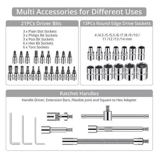 🛠️🔧 Tool Kit Screwdriver & Socket Set – 46 Pieces Multi-Purpose Tool Case 🧰✨
